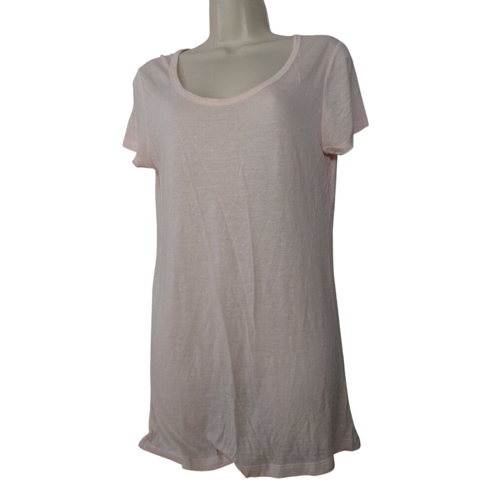 Old Navy Pink Rayon Linen Scoop Neck T-Shirt Women Size M Short Sleeve Casual